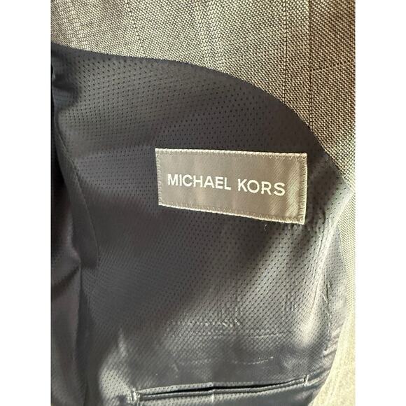 Michael Kors Men's Modern-Fit Poly-Blend Suit Jacket Lt Grey/Blue‎ Plaid 42R EUC - Picture 9 of 15